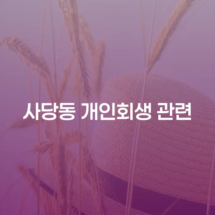사당동 개인회생 관련